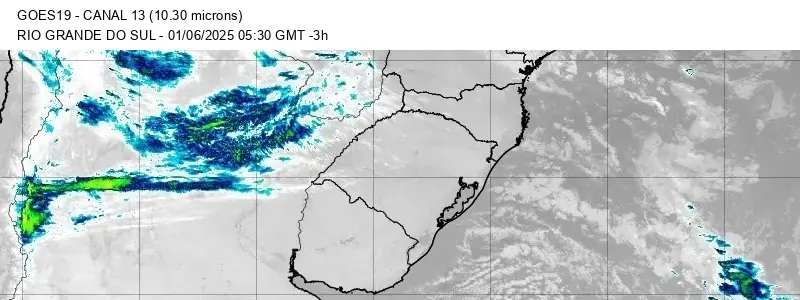 Imagem de Satélite GOES-19 cobrindo o Sul do Brasil